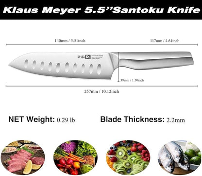 Contour High Carbon Steel 5.5 inch Santoku Kitchen Chef Knife