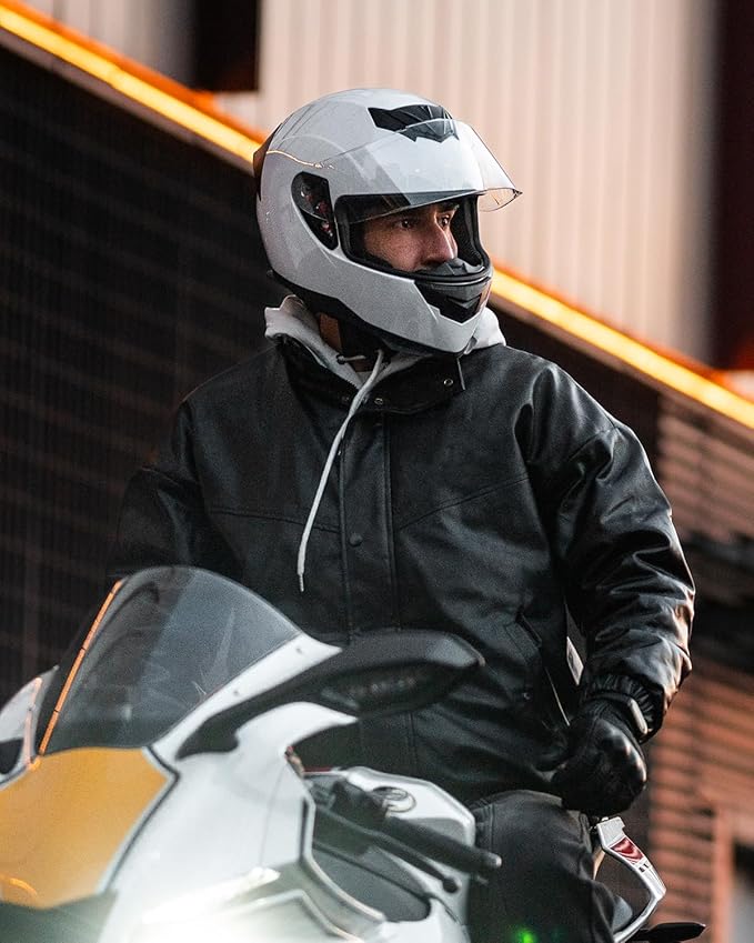 ILM Full Face Motorcycle Street Bike Helmet with Removable Winter Neck Scarf  2 Visors DOT Model-JK313