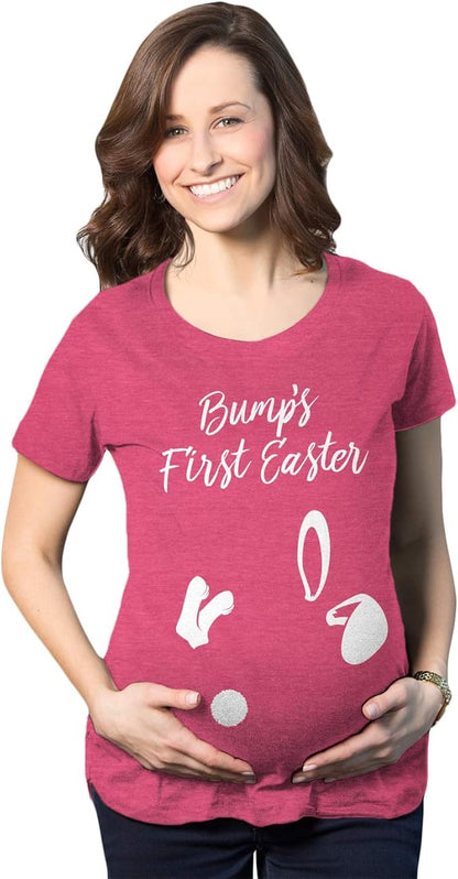 Crazy Dog T-Shirts Maternity Bumps First Easter T Shirt Cute Announcement Pregnancy Spring Shower
