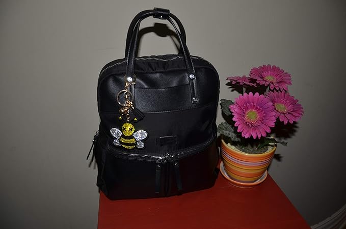 Popfizzy Bumble Bee Keychain for Women and Girls Backpack Charms Rhinestone Purse Charms for Handbags