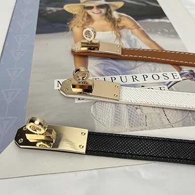FENLDY Adjustable Thin Belts For Womens Skinny Belts For Dresses Womens Solid Color Alloy Turn Lock Belts For Jeans