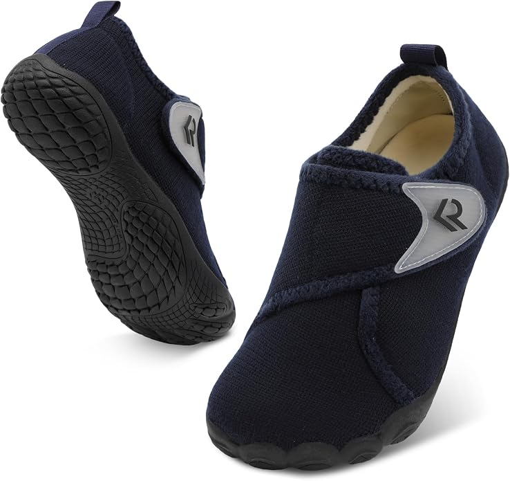 relxfeet Men's Diabetic Slippers Wide Width Adjustable Fit | Soft Upper, Cozy Lining, Removable Insole, Non-Slip Rubber Sole, Indoor Outdoor House Shoes for Neuropathy and Swollen Feet