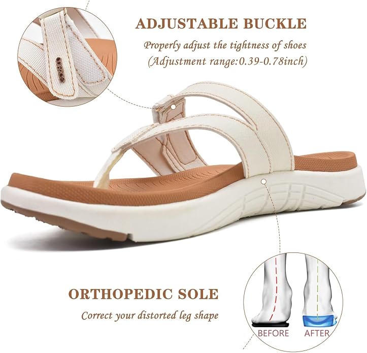 These COFACE flip flops feature memory foam cushioning, orthopedic arch support, and a lightweight design for all-day comfort.