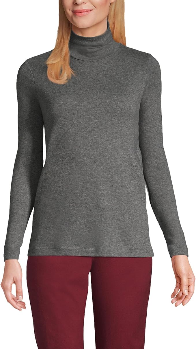 Lands' End Women's American-Grown Supima Cotton Fitted Long Sleeve Turtleneck