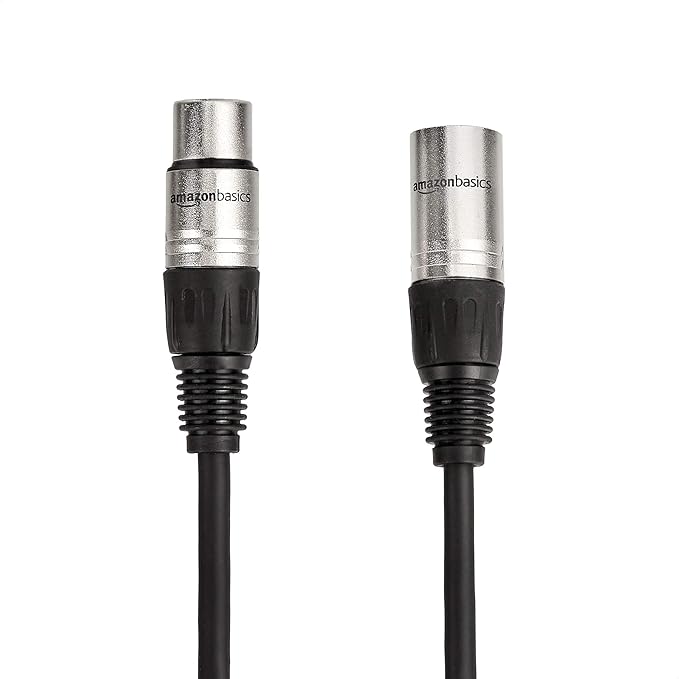 Amazon Basics 2-Pack XLR Microphone Cable for Speaker or PA System, All Copper Conductors, 6MM PVC Jacket, 10 Foot (Black)