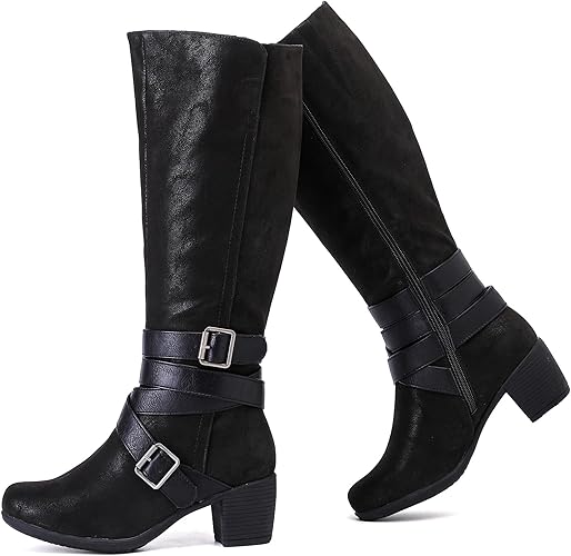 Women's Knee High Boots with Chunky Heel, Pointed Toe, Comfortable and Fashionable for Fall and Winter Wear for Women.