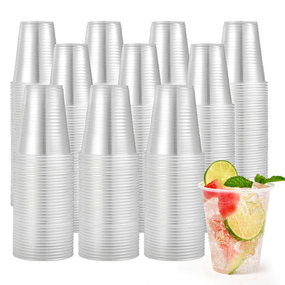 Turbo Bee 1000 Pack 12oz Plastic Cups,Disposable Clear Drinking Cups,Hot and Cold Drink Container for Water, Juice, Soda,Coffee
