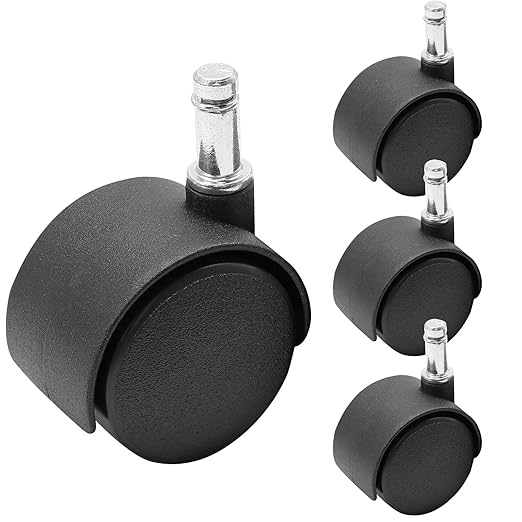 4pcs 2 Inch Swivel Caster Wheels, M8 Circlip Stem Caster Wheels, Heavy Duty Casters, Black Nylon Wheel Replacement for Furniture, Table, Cabinet, Shelf