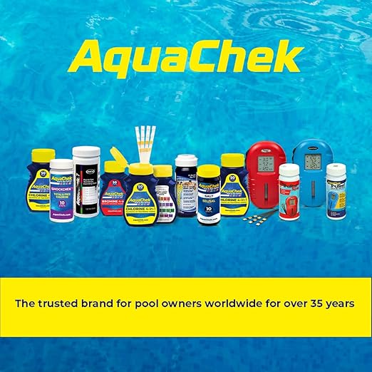 AquaChek Yellow 4-Way Pool and Spa Test Strips - 50 Yellow Test Strips - Swimming Pool Test Strips For pH, Free Chlorine, Total Alkalinity, and Cyanuric Acid - Quick and Accurate Results - Testing Kit