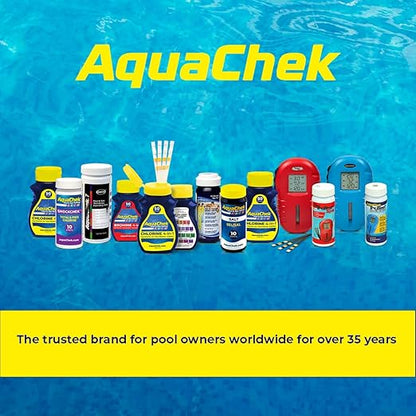 AquaChek Yellow 4-Way Pool and Spa Test Strips - 50 Yellow Test Strips - Swimming Pool Test Strips For pH, Free Chlorine, Total Alkalinity, and Cyanuric Acid - Quick and Accurate Results - Testing Kit
