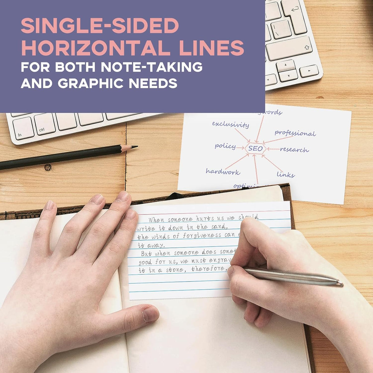 300 PCS Index Cards 3x5 Ruled - Goefun White Lined Note Cards 3 x 5 Flashcards for Studying, Note Taking and To Do List