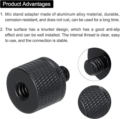 MECCANIXITY 5Pcs Mic Stand Adapter 14 Female to M6 Male Thread Screw Adapter Aluminum Alloy for Microphone Tripod Stand Mount, Black