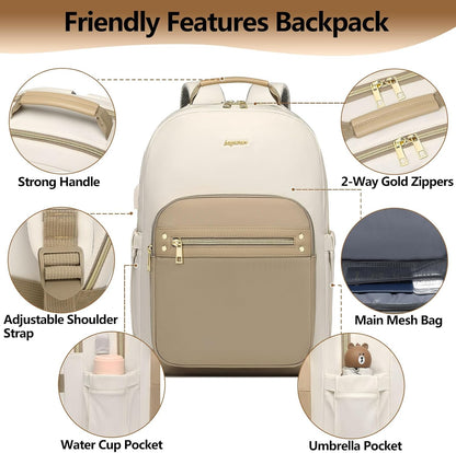 bagswan laptop backpack for Women - 15.6 inch Work Bags Travel Backpack with USB Charger College Bookbag Waterproof Business Computer Backpack Anti-theft Casual Backpacks for Nurse Teacher khaki