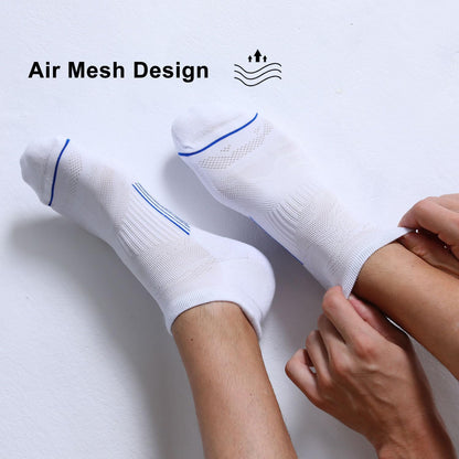 FITRELL Men's 5 Pack Ankle Running Socks Low Cut Cushioned Athletic Sports Socks 7-9/9-12/12-15