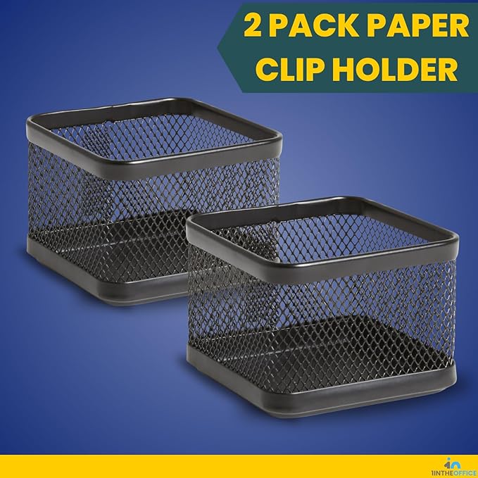 1InTheOffice Mesh Paperclip Holder For desk, Paperclip Holder Desk Accessories Holder(2 Pack)