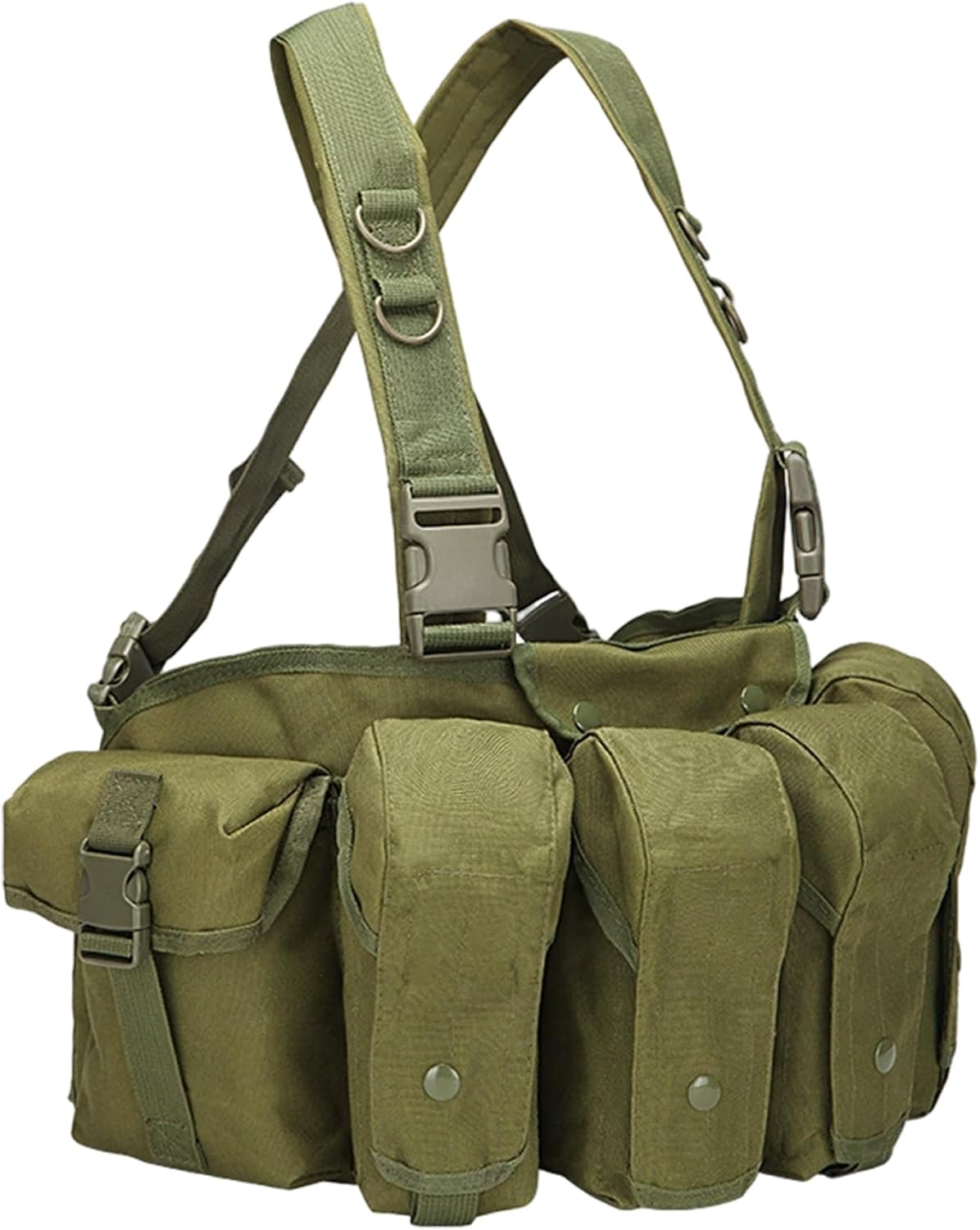 Chest Rig Adjustable Waterproof Nylon Chest Pack with Multi-Pockets Wear-Resistant Dirt-Resistant Vest for Hunting Training and Workouts..
