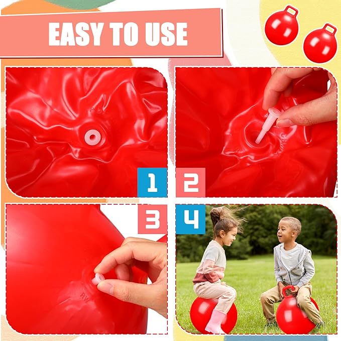 Kids Bouncy Hopper Ball with Handle Jumping Hopping Exercise Balls for Toddlers Boys Girls Indoor Outdoors Sports School Games Exercise Gifts(18 Inch,Red)