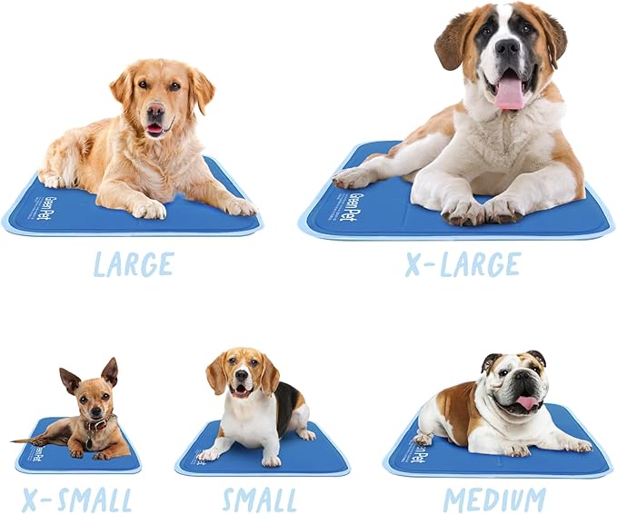 The Green Pet Shop Cool Pet Pad - Medium, Blue - Self-Cooling, Pressure Activated Mat for Dogs  Cats from 21-45 lbs - Non-Toxic Gel, No Water Needed