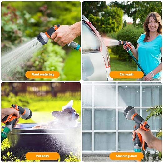 Garden Hose Nozzle, Heavy Duty Hose Nozzle with 8 Adjustable Watering Patterns, Multifunctional High Pressure Hose Nozzle Sprayer for Home, Watering Lawns and Garden, Car Cleaning