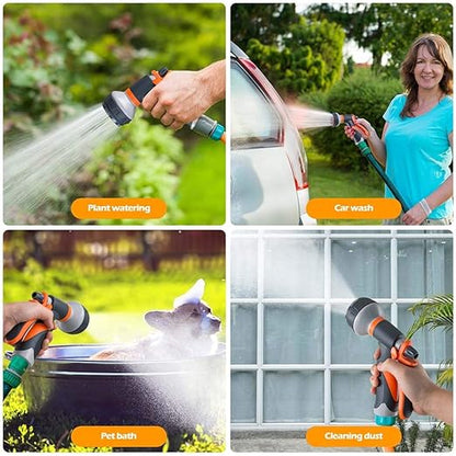 Garden Hose Nozzle, Heavy Duty Hose Nozzle with 8 Adjustable Watering Patterns, Multifunctional High Pressure Hose Nozzle Sprayer for Home, Watering Lawns and Garden, Car Cleaning
