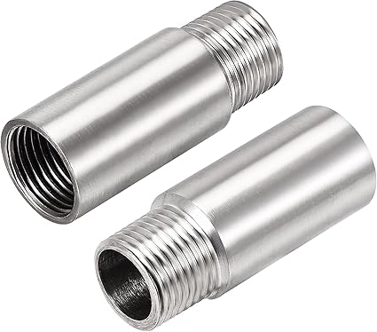 uxcell Shower Head Extension Arm Stainless Steel 12PT Male to 12PT Female Thread 60mm Length Cast Pipe Fitting Coupler 2Pcs