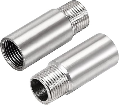 uxcell Shower Head Extension Arm Stainless Steel 12PT Male to 12PT Female Thread 60mm Length Cast Pipe Fitting Coupler 2Pcs
