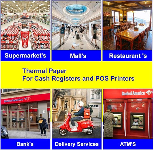2 1/4" x 13' Thermal Paper Cash Register POS Receipt Paper Credit Card Paper 2 Roll 3000LABELS DIRECT