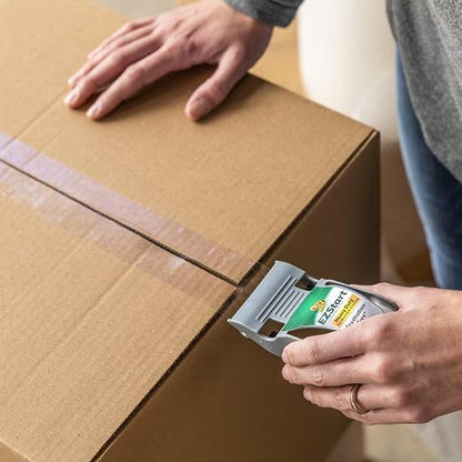 Duck EZ Start Packing Tape with One-Handed Dispenser Frustration-Free, Whisper Quiet, Beginner-Friendly, Moving & Shipping Boxes, Clear, 1.88 Inch x 55 Yards
