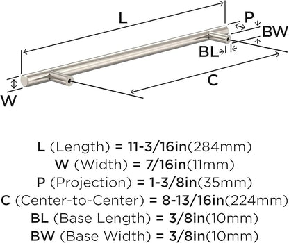 Amerock BP40521CSG9 Sterling Nickel Cabinet Pull | 8-13/16 inch (224mm) Center-to-Center Cabinet Hardware | Bar Pulls | Furniture Hardware | Drawer Pull
