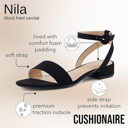 CUSHIONAIRE Women's Nila one band low block heel sandal +Wide Widths Available