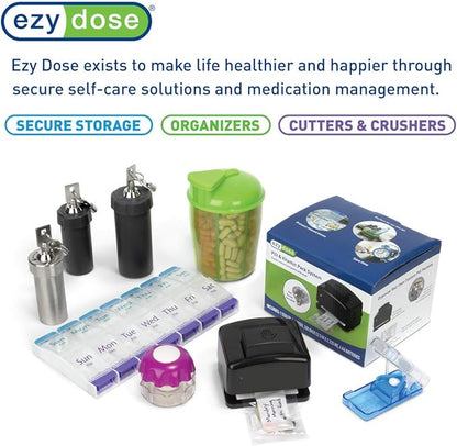 EZY DOSE Daily Round, Portable On-The-Go Pocket Pharmacy, Pill Box, Organizer and Vitamin Containers, Snap Shut Lids, Perfect for Traveling, Blue  Pink, 2 Pack, BPA Free