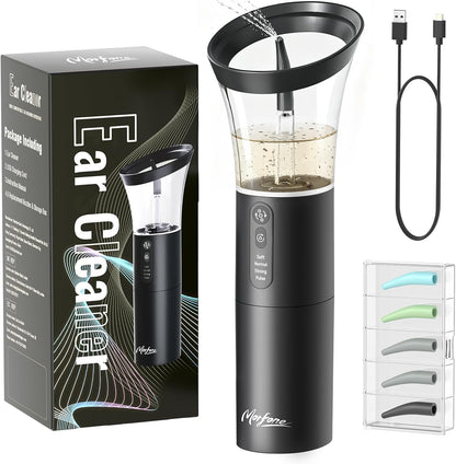 Ear Wax Removal, Electric Ear Cleaning Kit Effective & Safe Ear Cleaner Irrigation Flushing System 4 Pressure Modes for Ear Wax Buildup, Water Resistant Ear Cleaning Tool USB Rechargeable