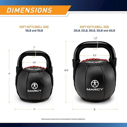 Marcy Strength Training Soft Kettlebell with Handle for Weightlifting, Conditioning, Strength and core Training 15 lbs