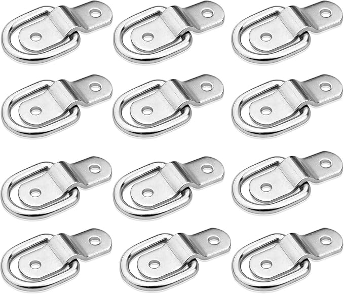 D-Ring Tie Downs Anchor14 Heavy Duty Surface Floor Mount Lashing Rings 2400 lbs Cargo Trailers Load-Bearing Hangers Bracket (Pack of 12)