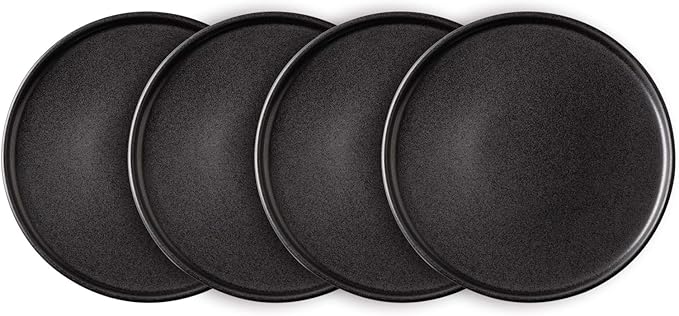 AmorArc Ceramic Dinner Salad Plates Set of 4, 8.5 Inch Reactive Matte Glaze Dish Set, Dessert, Salad, Appetizer, Small Dinner Plate, Microwave, Dishwasher Safe,Scratch Resistant,Reactive Matte Black