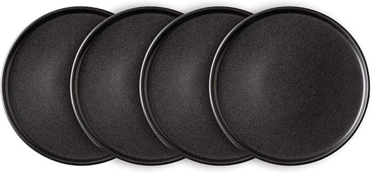 AmorArc Ceramic Dinner Salad Plates Set of 4, 8.5 Inch Reactive Matte Glaze Dish Set, Dessert, Salad, Appetizer, Small Dinner Plate, Microwave, Dishwasher Safe,Scratch Resistant,Reactive Matte Black