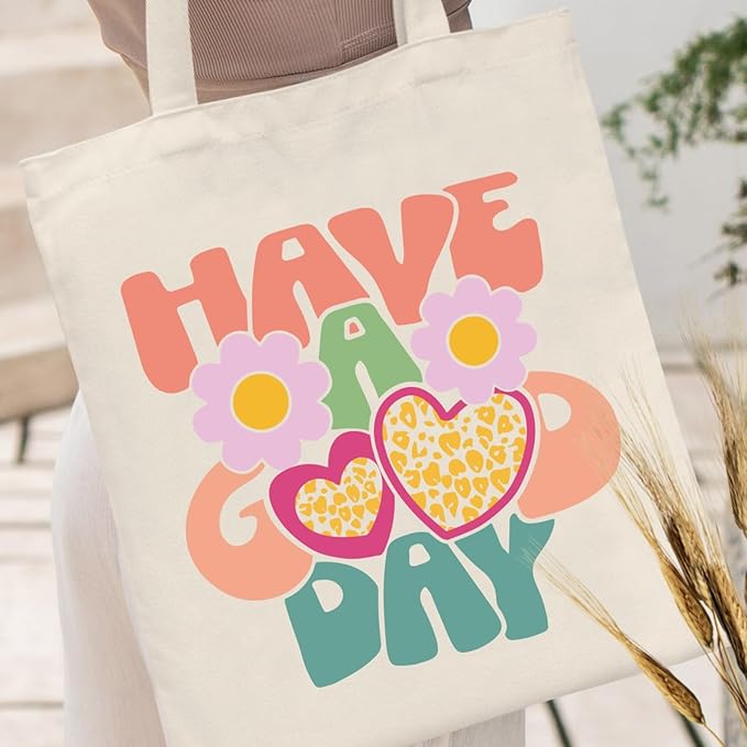 Andeiltech Canvas Tote Bag for Women Aesthetic Cute Cat Shopping Grocery Reusable Bags with Inner Zipper Women Gift