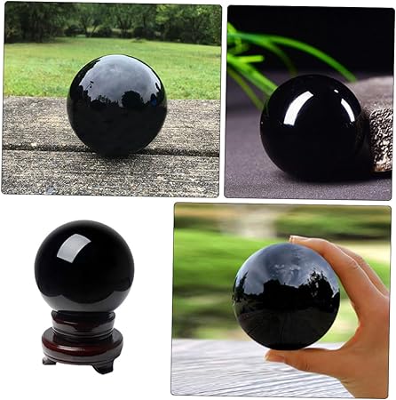 Obsidian Crystal for Decoration Ornament Crystal Sphere Stand Home Office Decor Random Color
