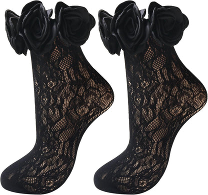 Lace Ruffle Socks Women Girl Frilly Cute Floral Socks Fun Novelty Stockings