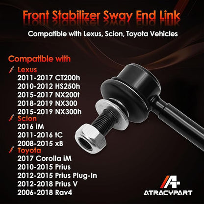 Sway Bar End Link Front Stabilizer Bar Link Compatible With 2010-2019 Lexus CT200h HS250h NX200t NX300h, 2008-2016 Scion iM tC xB, 2006-2018 Toyota Corolla iM Prius RAV4, 2pc K750043