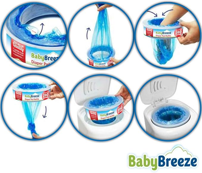 Diaper Pail Refill Bags Compatible with Playtex Diaper Genie Diaper Disposal System - 560 Count (2 Pack) ‚Äì by BabyBreeze
