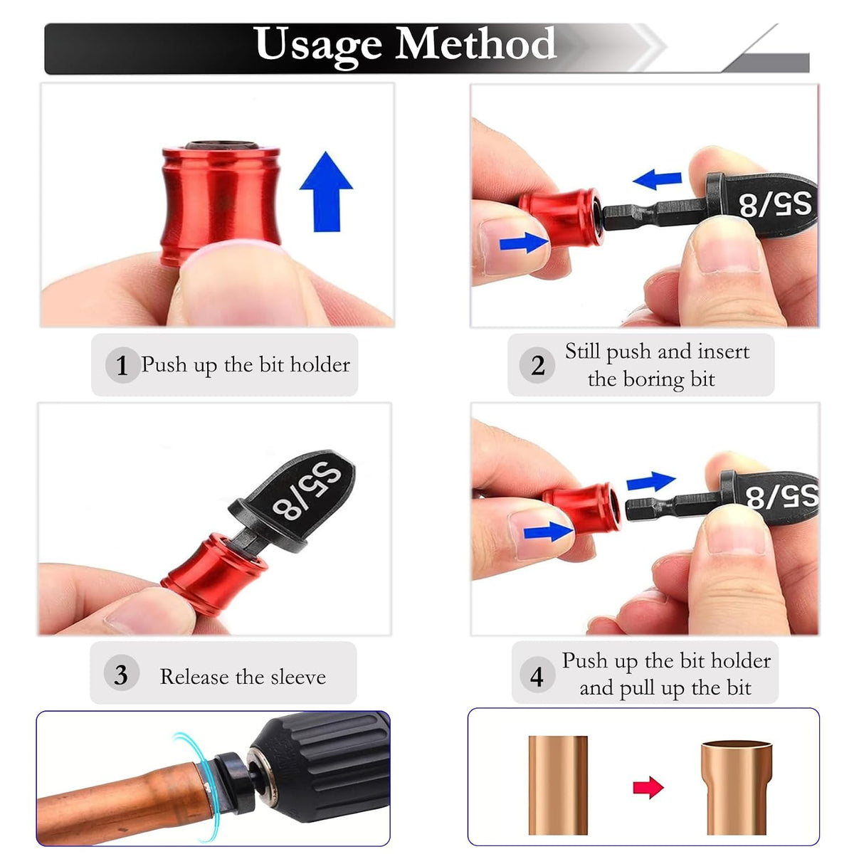 13 Pcs Swaging Tool HVAC Repairing Set with Bit Holder, (1/4" to 7/8") Air Conditioner Copper Tube Expander Swage Tool Drill Bit, Soft Copper Pipe Swager, Flaring Swedge Kit for AC Repair Install