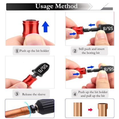 13 Pcs Swaging Tool HVAC Repairing Set with Bit Holder, (1/4" to 7/8") Air Conditioner Copper Tube Expander Swage Tool Drill Bit, Soft Copper Pipe Swager, Flaring Swedge Kit for AC Repair Install