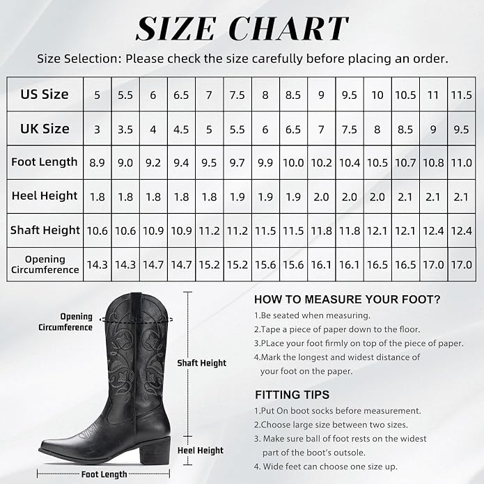 IUV Cowboy Boots For Women Pointy Toe Western Boots Cowgirl Boots | Women's Mid Calf Boots https://a.co/d/05btsG9g