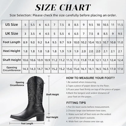 IUV Cowboy Boots For Women Pointy Toe Western Boots Cowgirl Boots | Women's Mid Calf Boots https://a.co/d/05btsG9g