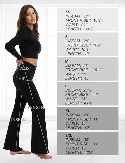 ZOOSIXX Black Flare Yoga Pants for Women, Crossover Soft Bootcut Leggings