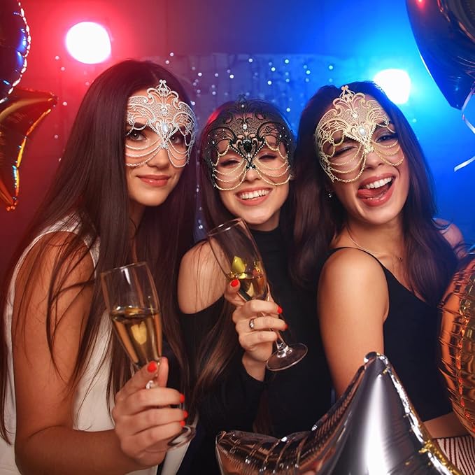 Thmyo Metal Venetian Costume Mask with Laser Cut for Women