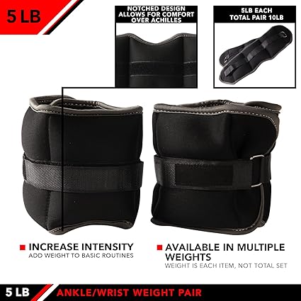 JFIT Adjustable Ankle Weights - Ankle Weight Pair 10 Weight and Bundle Options - 0.5 to 10 lbs Each, Set of 2, Adjustable Straps  Comfortable, Breathable, Moisture Absorbent Weight Straps for Men and Women