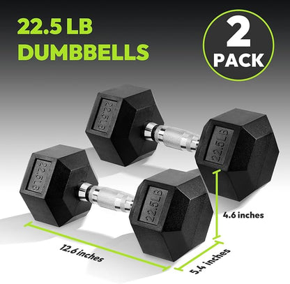 HANDBODE Hex Dumbbell Set, 2.5-65 lb Rubber Encased Exercise & Fitness Dumbbells, Weights Dumbbells Set of 2, Hand Weight for Strength Training