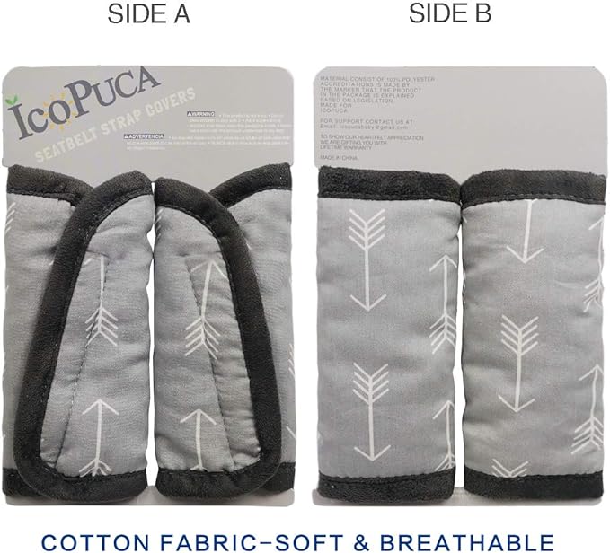Car Seat Strap Pads Covers for Baby Kids, Seat Belt Covers Cushion for boy Girl, Protect Neck and Shoulder rubbing, Anti-Slip Design, fit Stroller/Carrier/Pushchair; Soft Cotton, Arrow Pattern